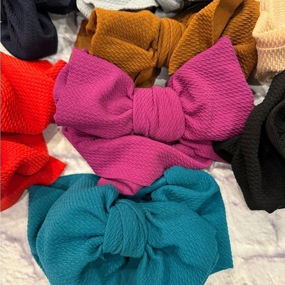 Lot of 12 Baby Toddler 6” Bow Headbands New Soft Wide Red Black Brown Blue Gray